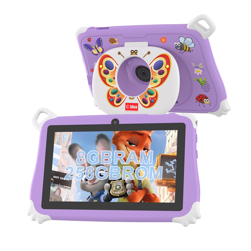 C Idea Android 15 Kids Tablet 8+256GB Образовательный планшет Kidspad с дружественным приложением CM86 фиолетовый