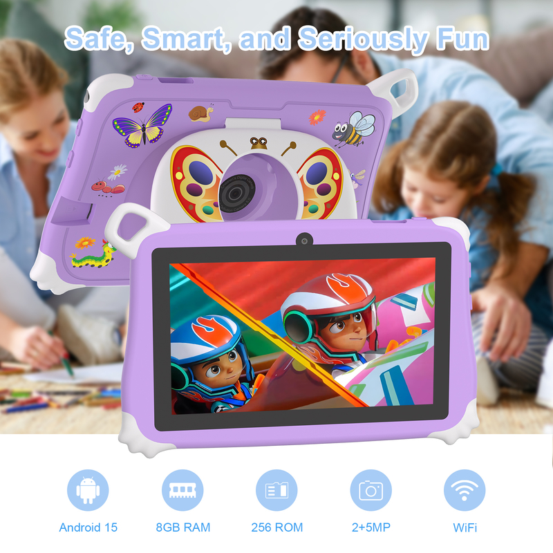C Idea Android 15 Kids Tablet 8+256GB Образовательный планшет Kidspad с дружественным приложением CM86 фиолетовый