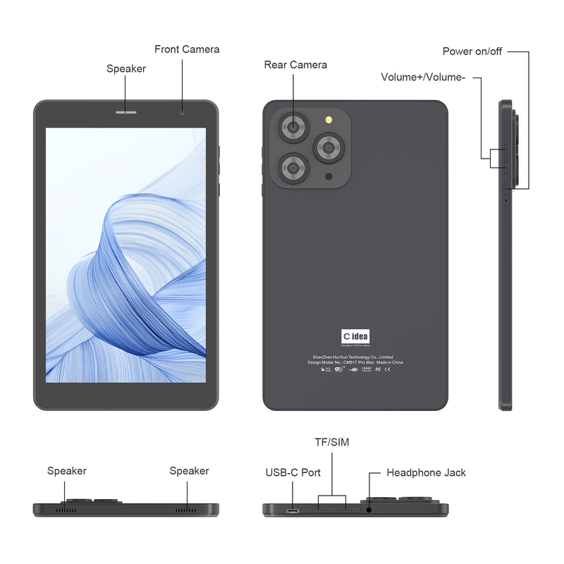 C идея 8 дюймовый Wifi планшет с 8+512 ГБ хранилища Quad Core процессор 800x1280 IPS сенсорный экран красный CM817 Pro