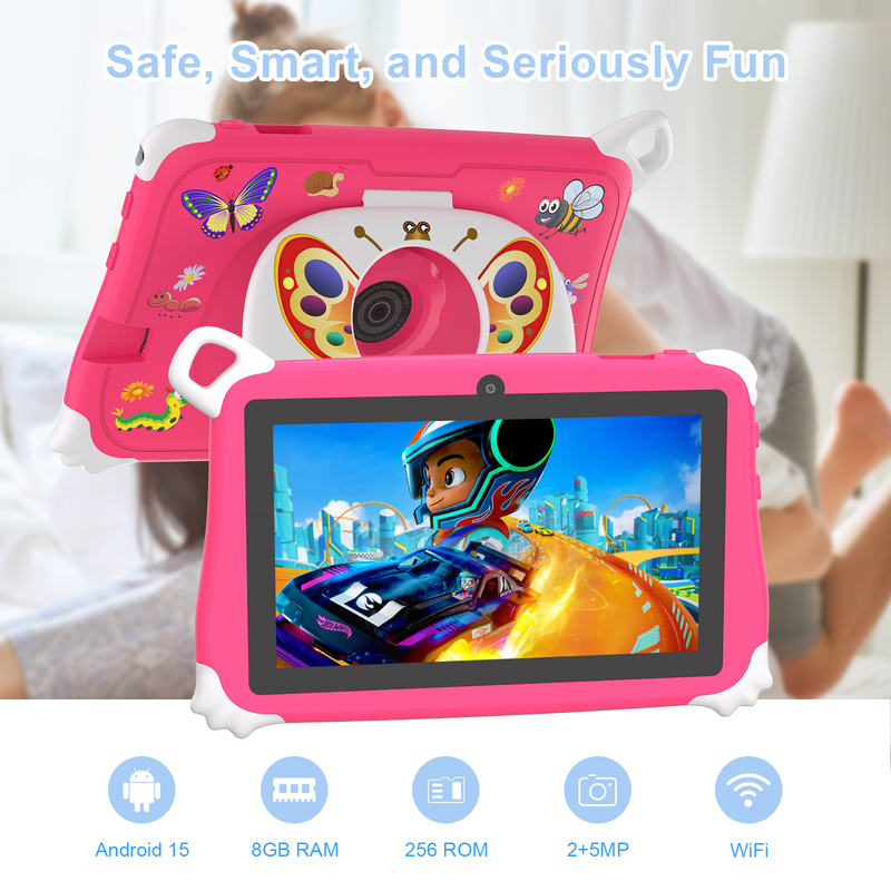 C Idea Android 15 Kids Tablet 8+256GB Учебный планшет Kidspad с дружественным приложением CM86 розовый