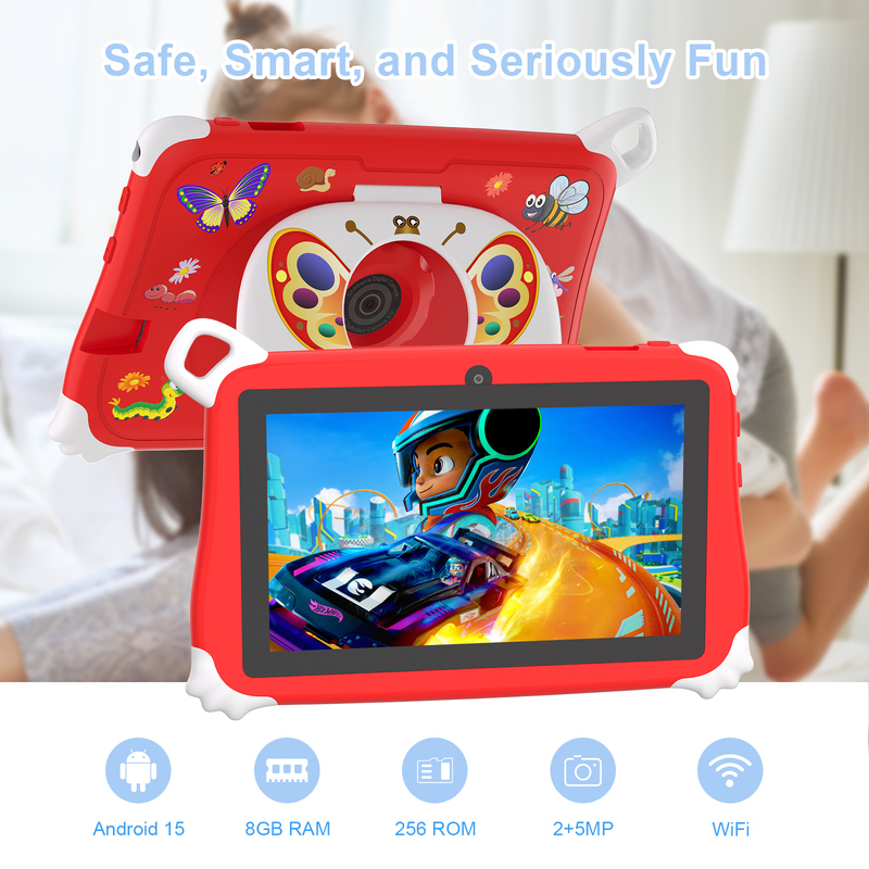 Детский планшет C Idea Android 15 Kids Tablet 8+256 ГБ, обучающий планшет Kidspad с дружественным приложением CM86 красный