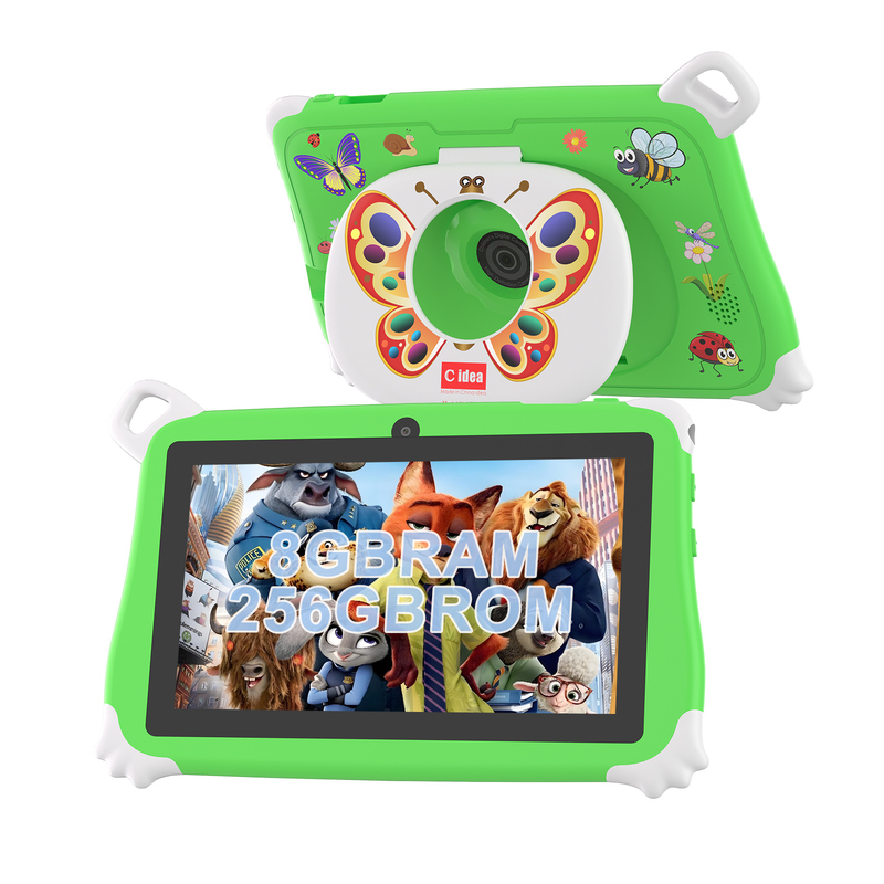 Детский планшет C Idea Android 15 Kids Tablet 8+256 ГБ, обучающий планшет Kidspad с дружественным приложением CM86, зеленый