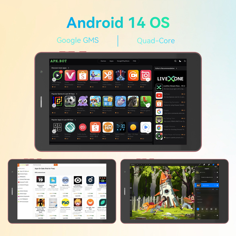 C идея Youth red 8 Inch Tablet Android 15 со слотом для карт tf, Wi-Fi,8GB +512GB, 800*1280 IPS incell CM828