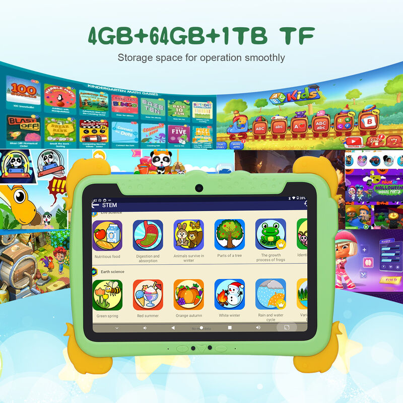 C Idea Kids Tab 10,1 дюйма Android 13 Tablet для детей 4 ГБ оперативной памяти 64 ГБ ROM для защиты глаз сенсорный экран для детей 3-8 лет