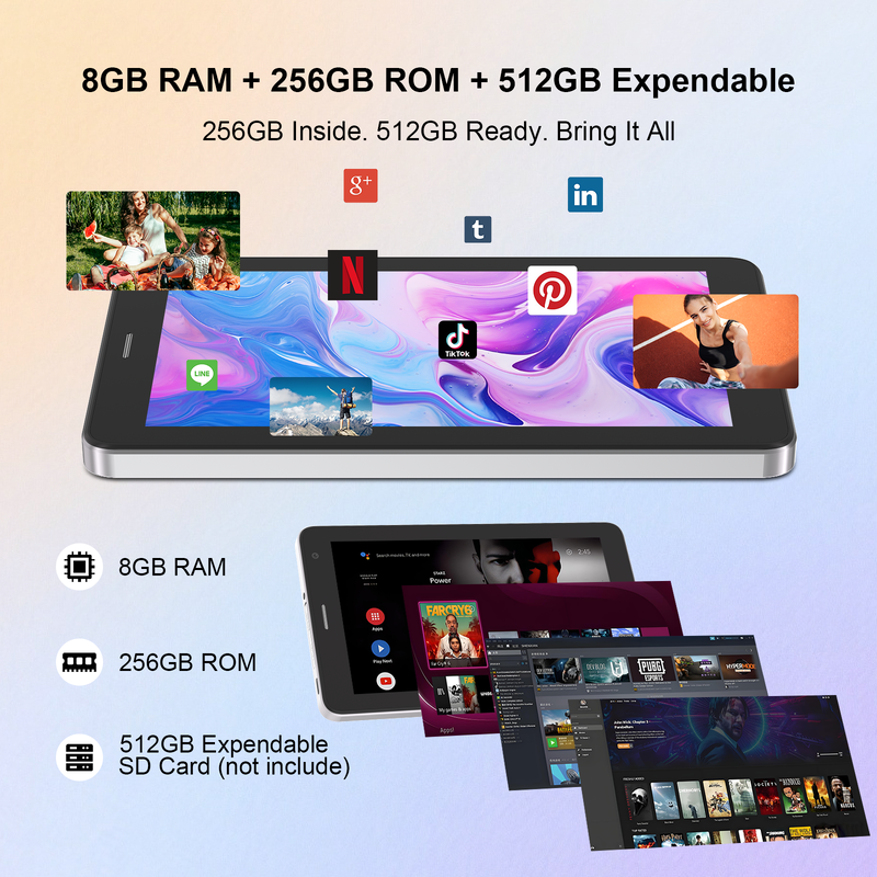 C идея 7 дюймовые Android смарт планшеты 8+256GB 8*CortexTm-A53 WiFi планшет HD сенсорный экран CM517 воздух
