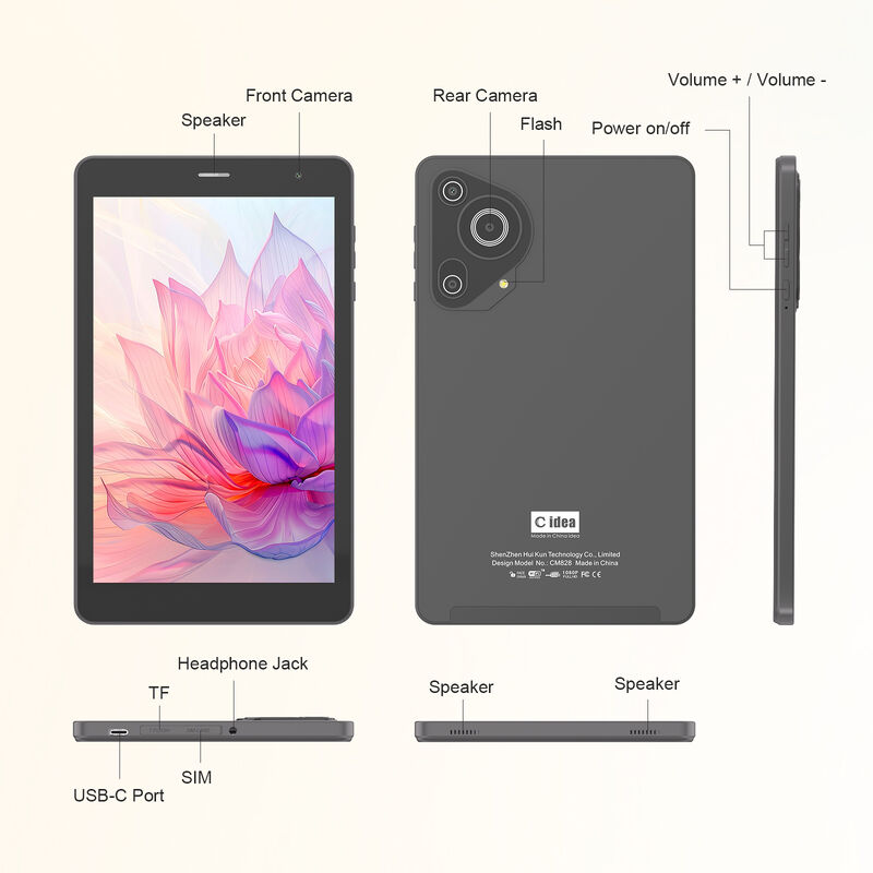 8 дюймовый планшетный бизнес-компьютер C Idea Android 15 Wi-Fi HD Капацитивное разрешение экрана 8 ГБ оперативной памяти 512 ГБ ROM Развлекательное и деловое использование (черный)