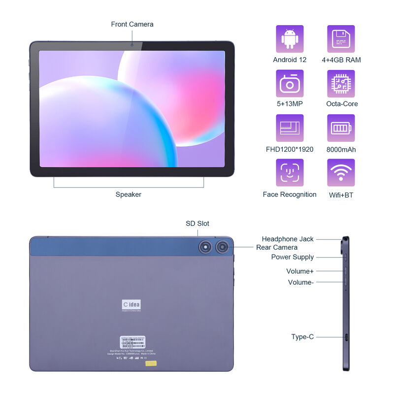 C Idea Android Tablet FHD 1200*1920 с батареей 6000mAh 10.1 дюймовый планшетный ПК P1250
